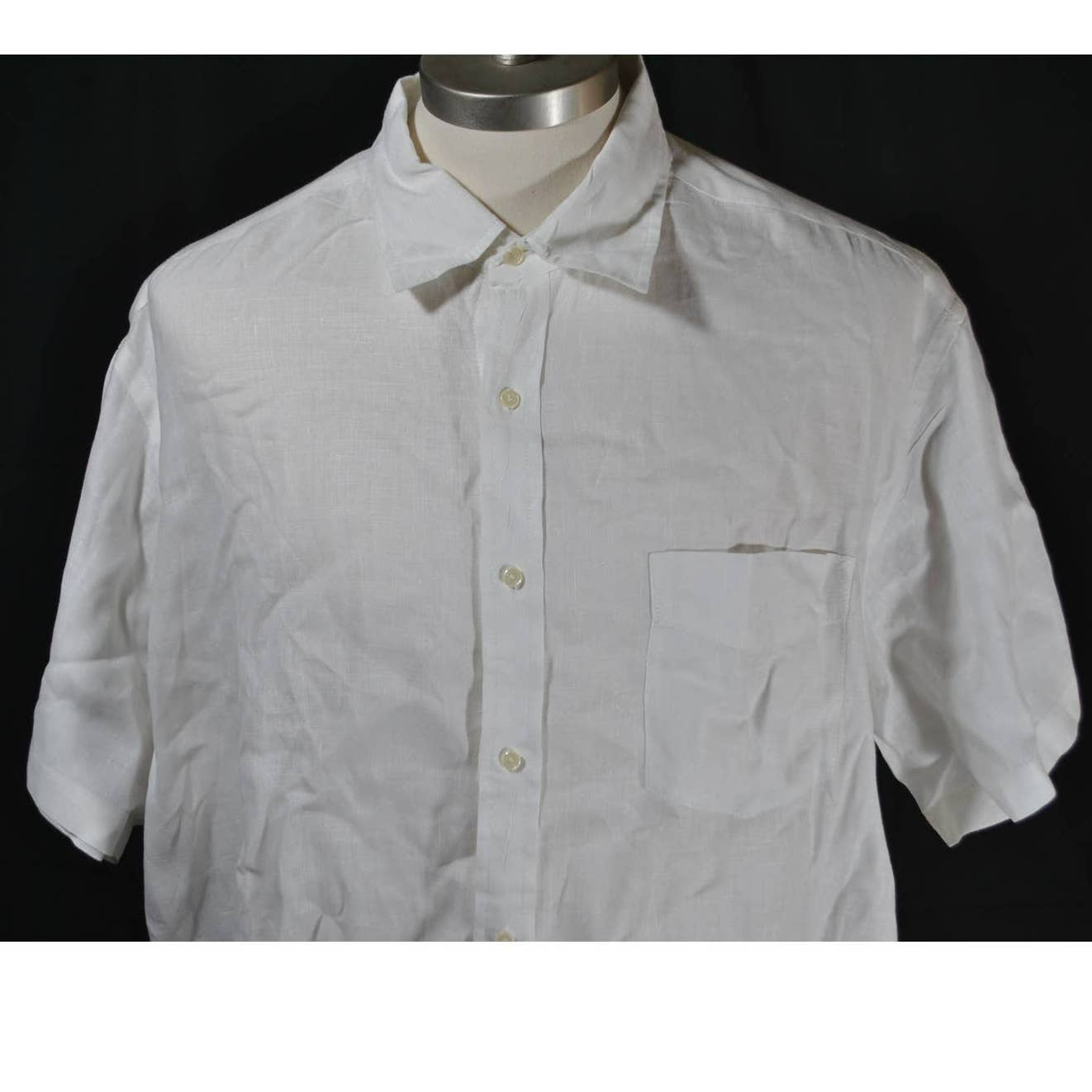 J.Crew White Linen Short Sleeve Button Up Shirt - XL