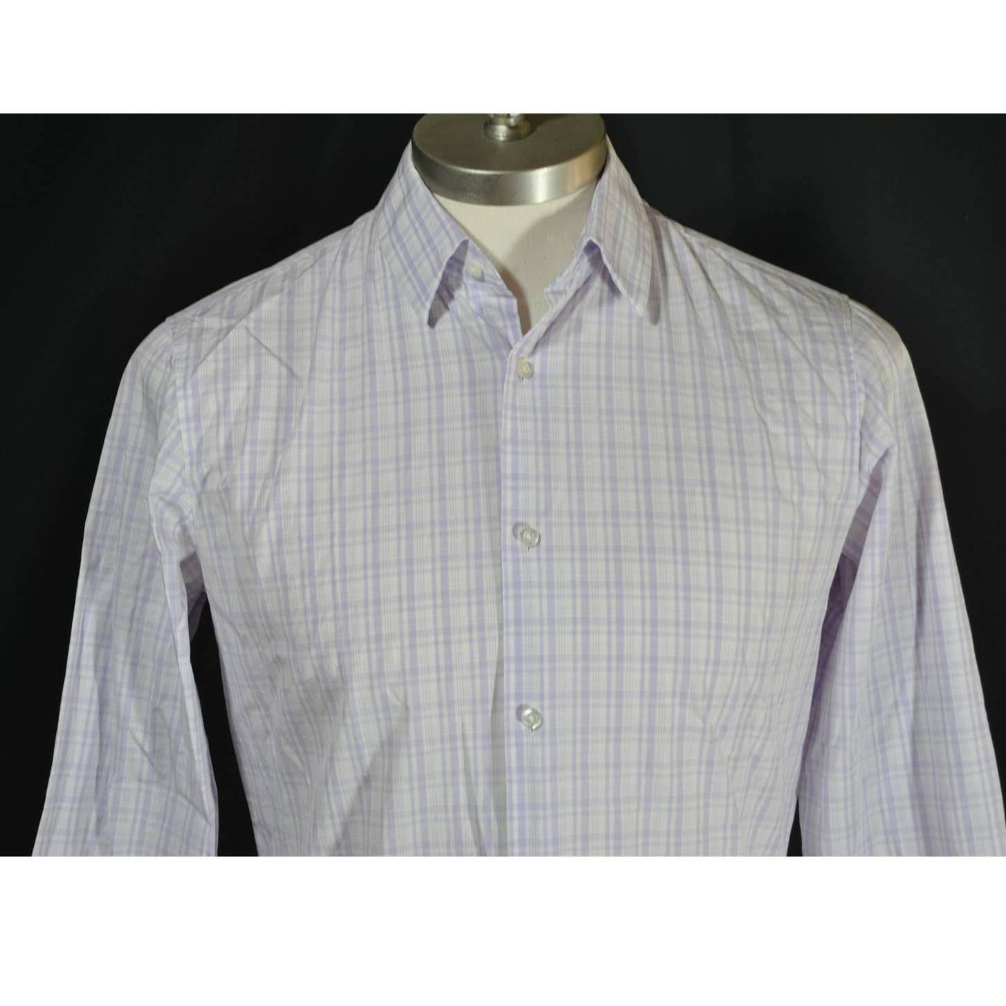 HUGO Hugo Boss Purple White Plaid Button Up Shirt - 15