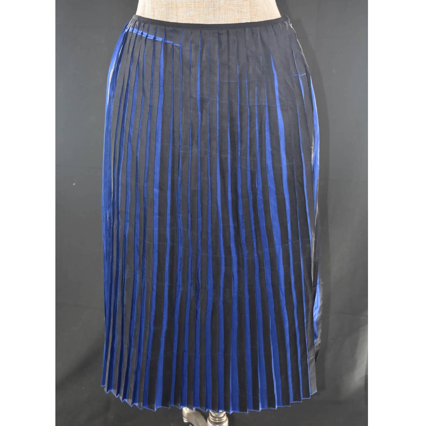 Costura Concept Store Pleated Blue and Black Midi Skirt- S
