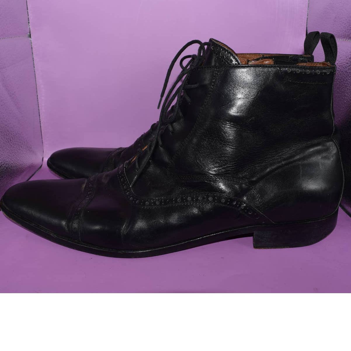 Donald J. Pliner Black Leather Cap Toe Oxford Ankle Boots - 14