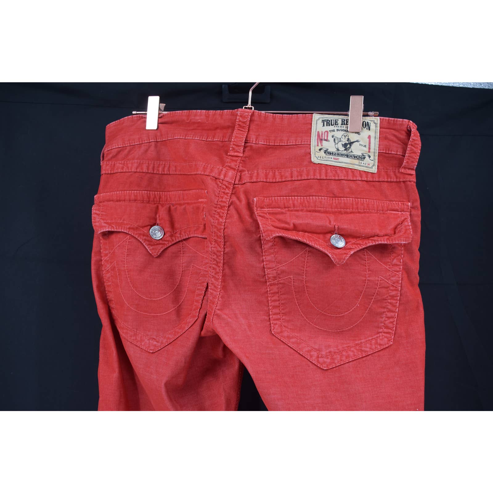 True Religion Red Thin Wale Corduroy Jean Cut Pants - 33