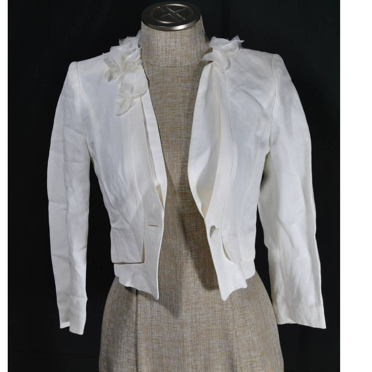 Jill Stuart White Cropped Linen Jacket - S