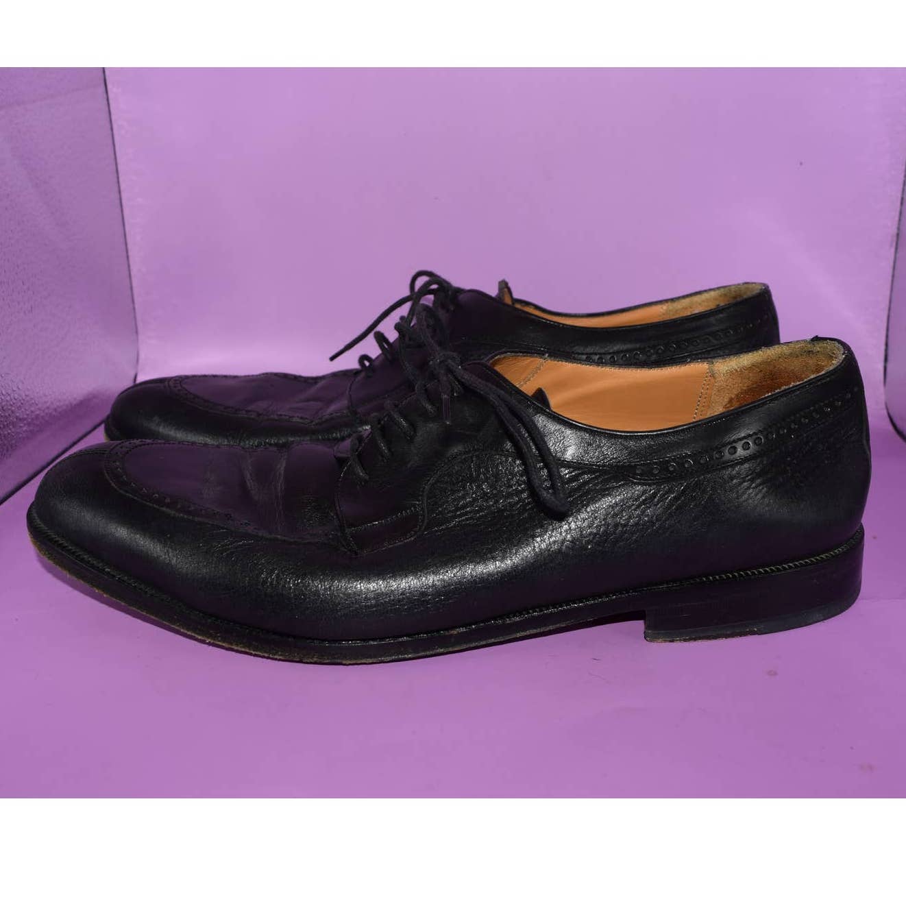 Mezlan Hudson Black Leather Derby Shoes - 8.5
