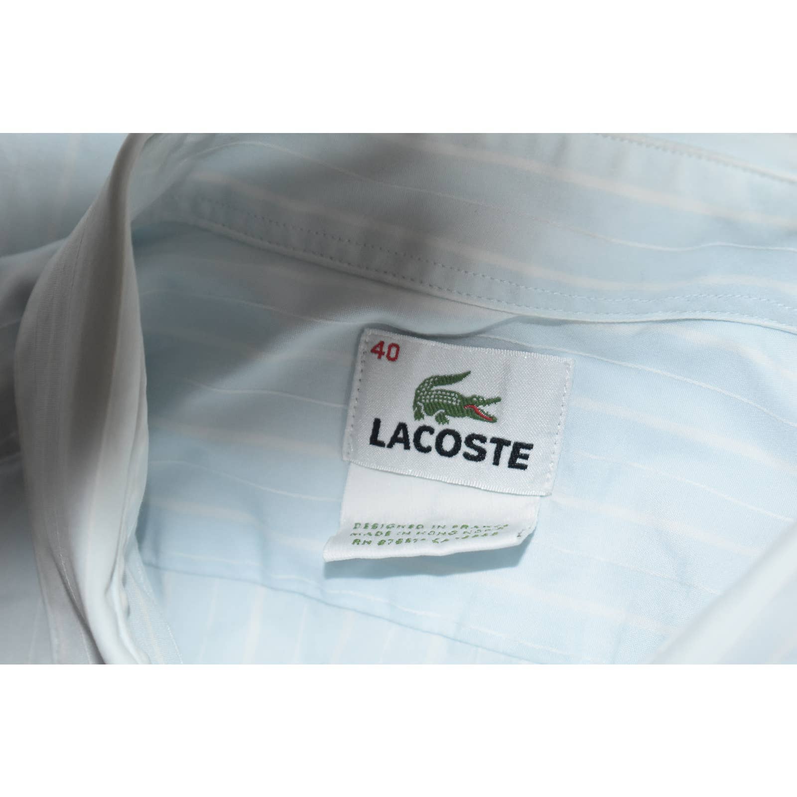 Lacoste Blue White Striped Button Down Shirt - 40 M