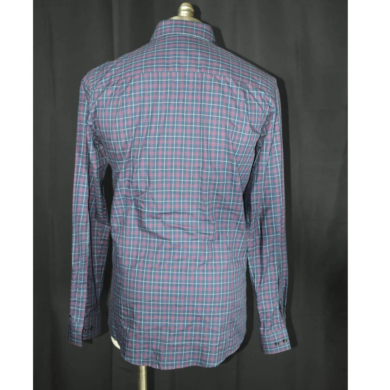 HUGO Hugo Boss Purple Blue Plaid Slim Fit Button Up Shirt - 15.5 34/35