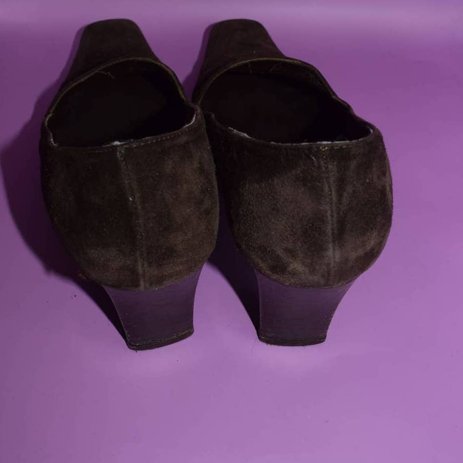 Vintage Kenneth Cole New York Monica Brown Suede Square Toe - 37 / 6.5