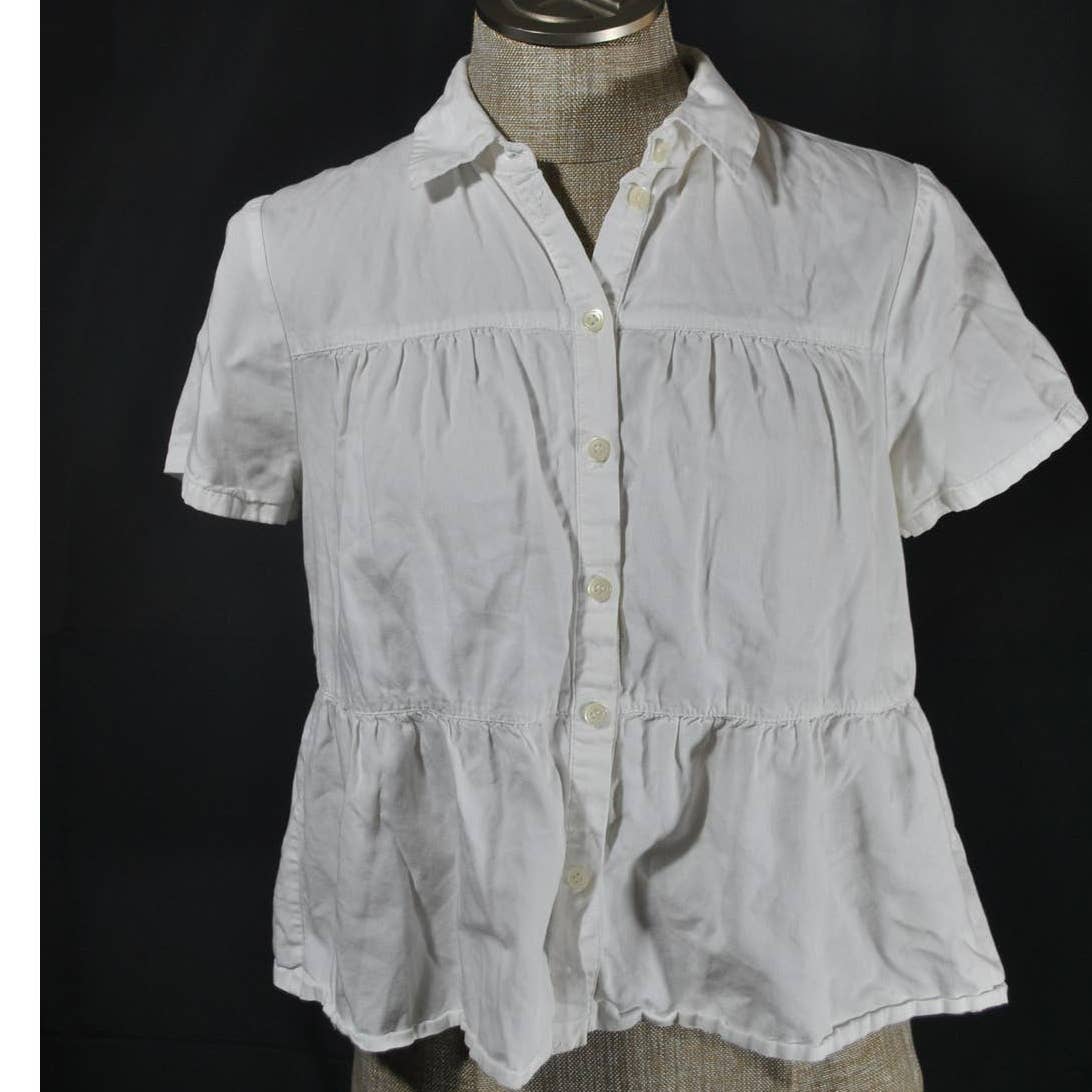 Madewell White Button Up Cap Sleeve Top - S