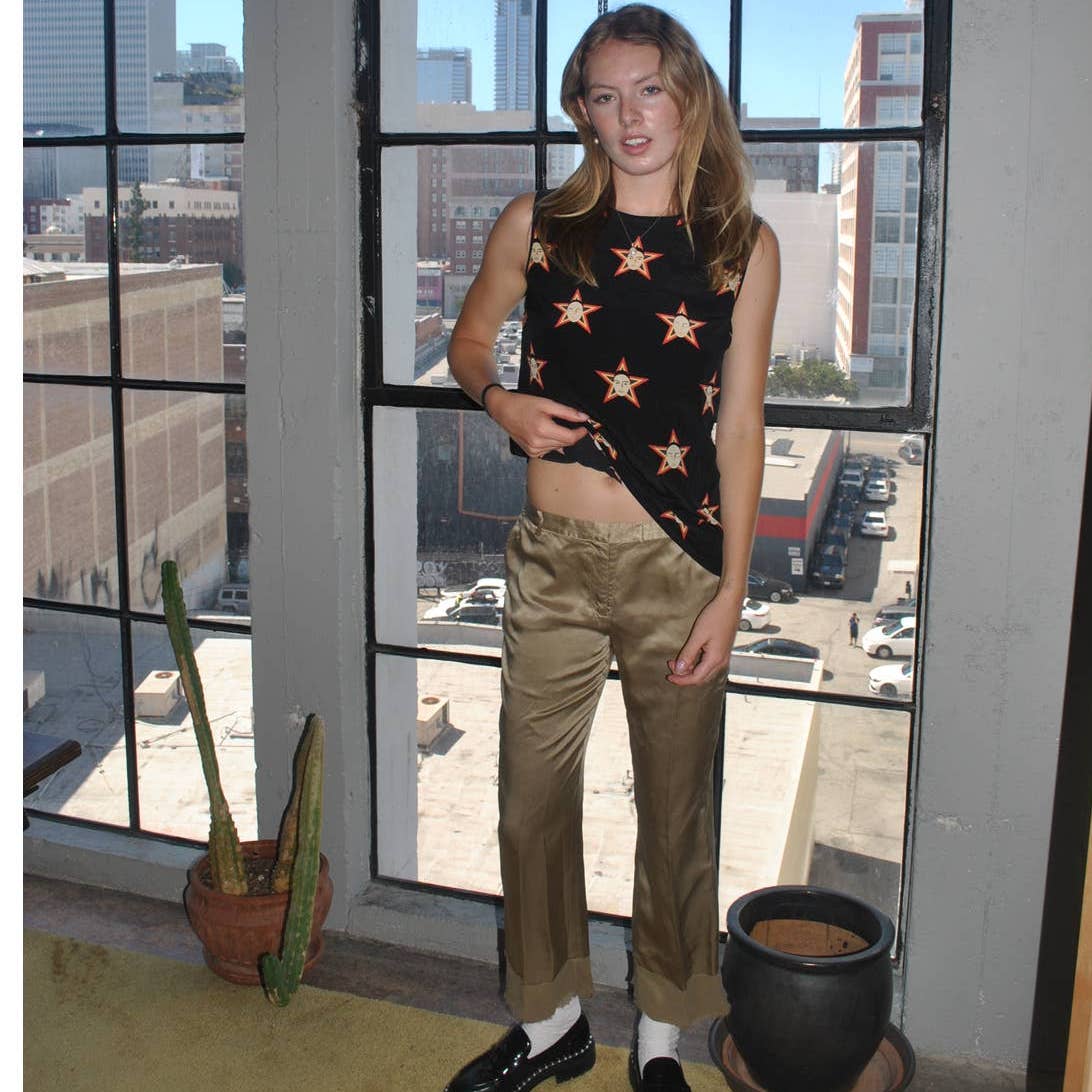 Corinne Sarrut 100% Silk Gold Pants- 40 (US 28)