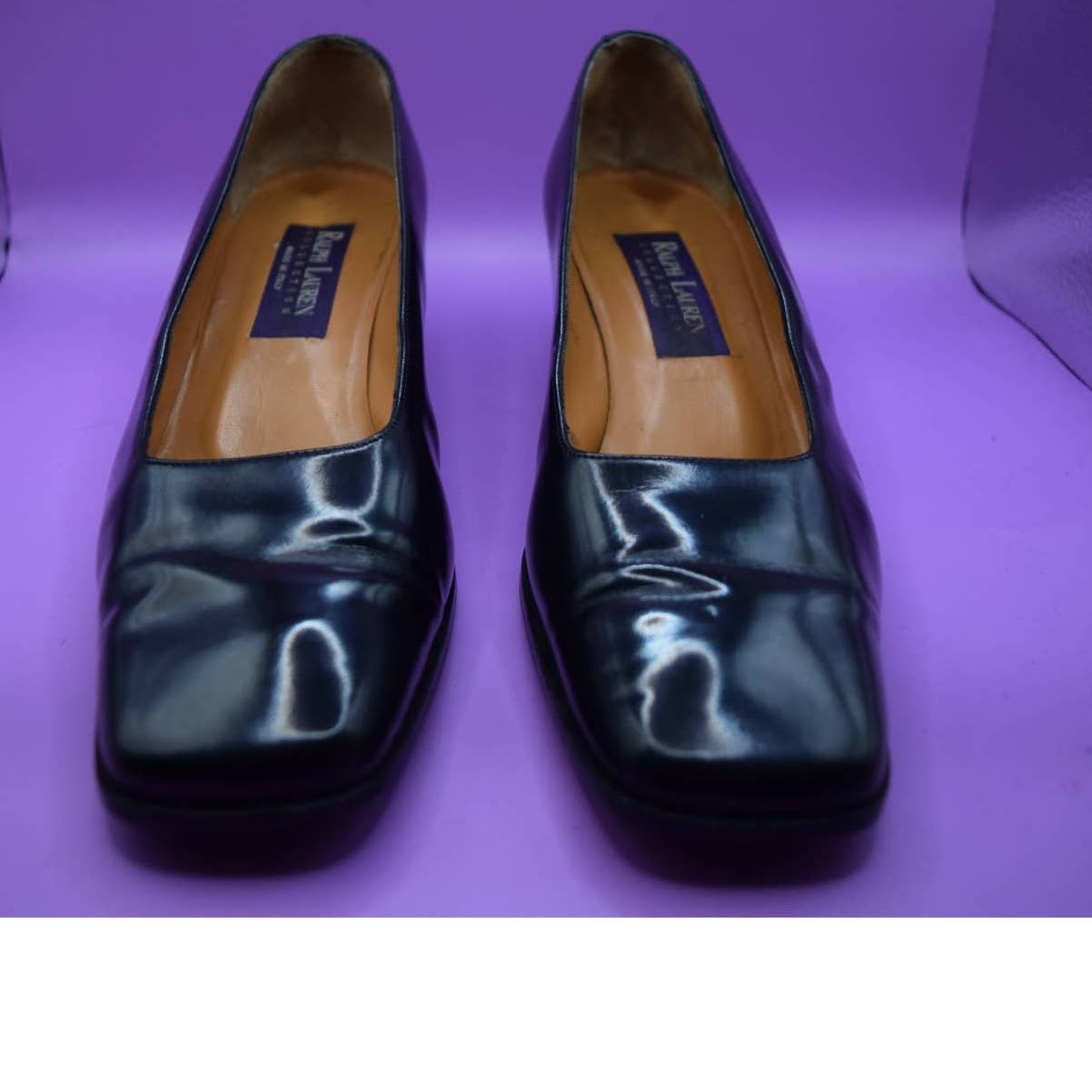 Ralph Lauren Collection Purple Label Chunky Patent Leather Heel - 8