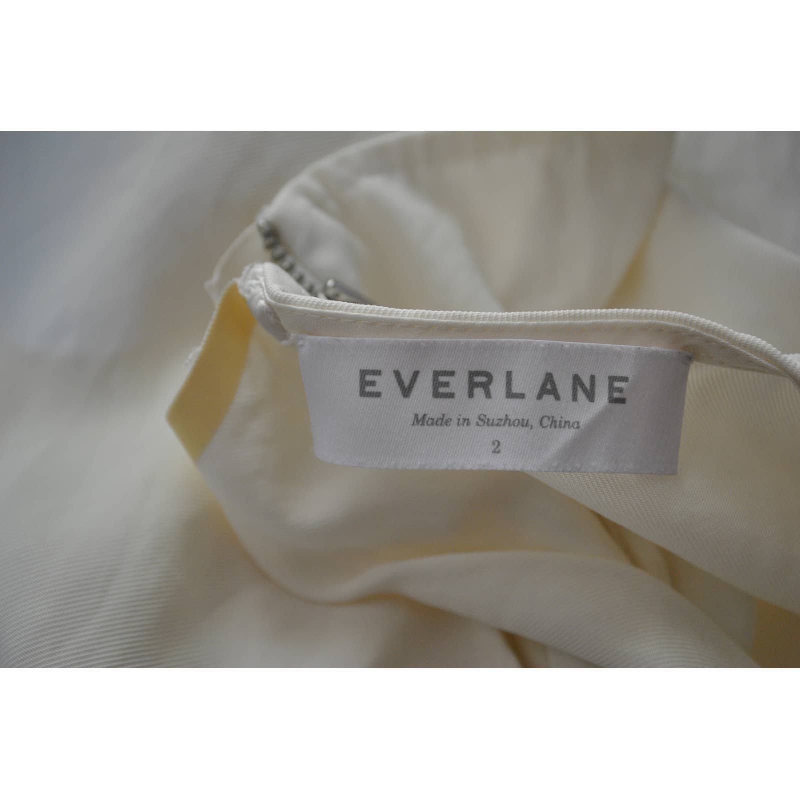 Everlane White Half Sleeve Zip Back Top - 2