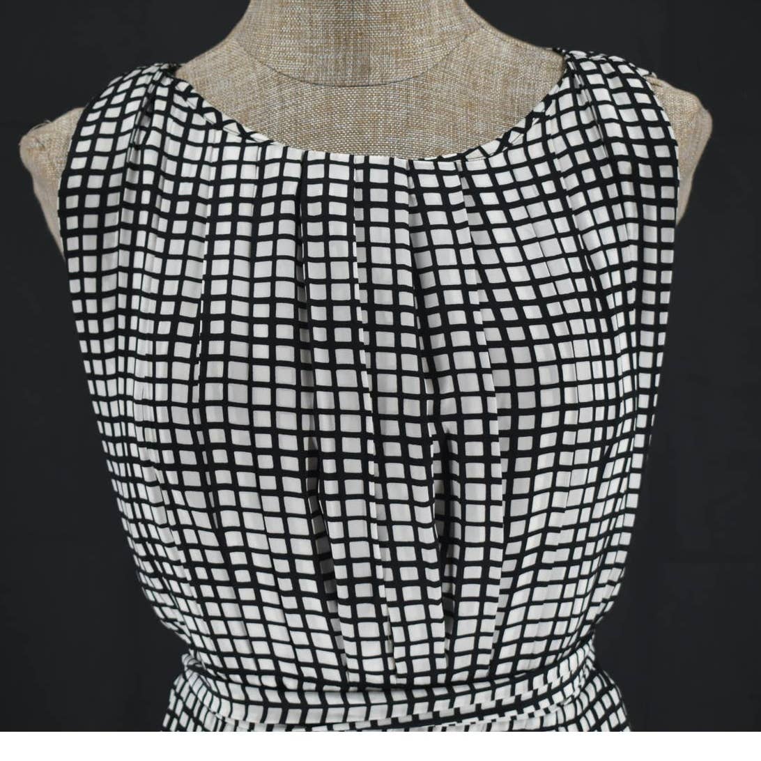 L'Agence Black and White Checked Sleeveless A Line Dress - S