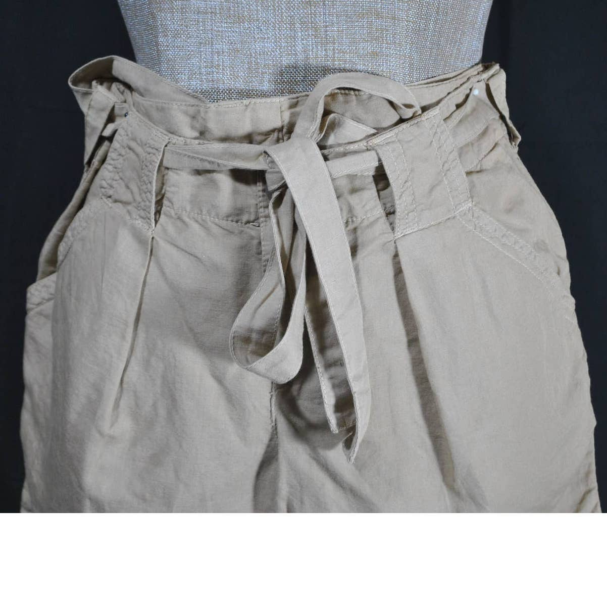 James Perse Khaki Linen Tie Front Shorts - 27