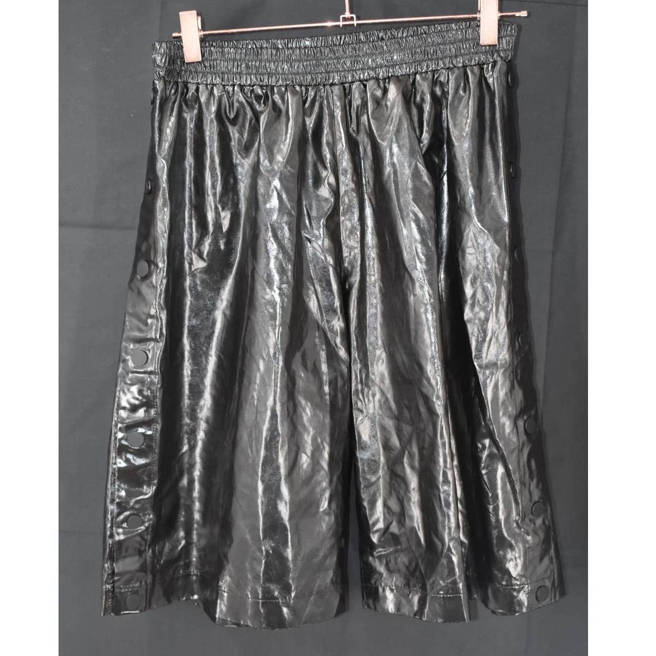 Rihanna for River Island Faux Leather Side Snap Shorts- 10
