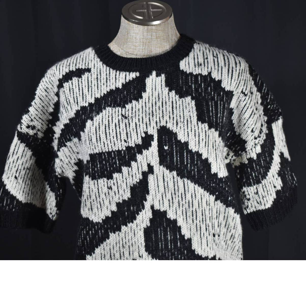 Trina Turk Black and White Oversized Wool Sweater - XS