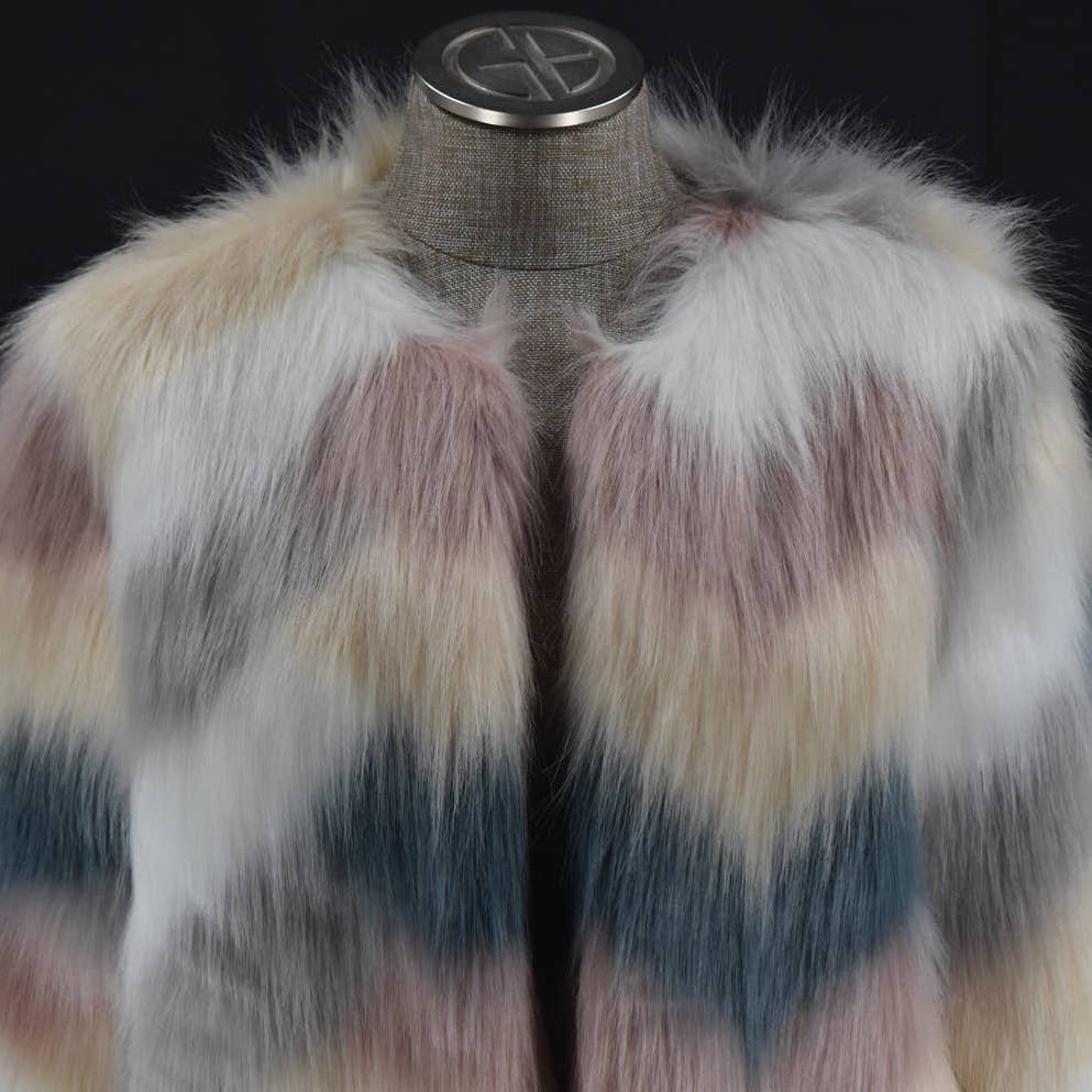 Daphnea Paris Multi Colored Faux Fur Jacket-L