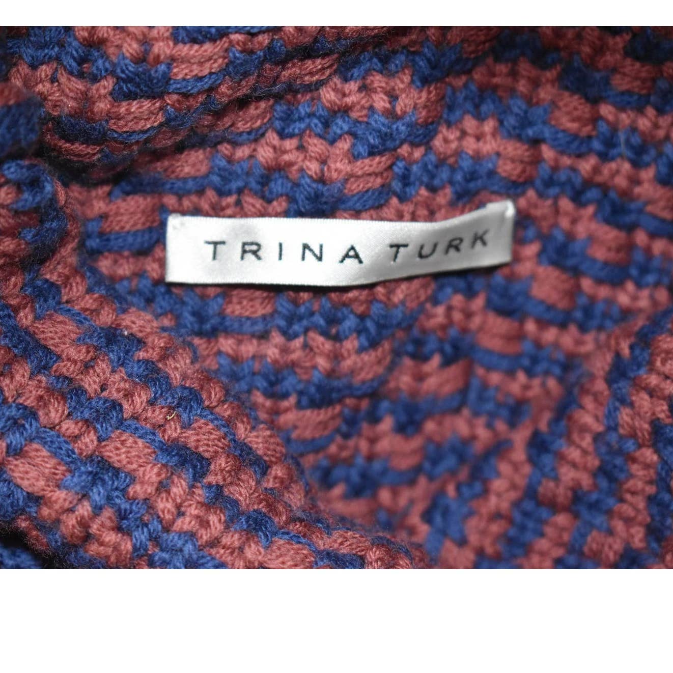 Trina Turk Knit Turtleneck Maroon and Blue  - S