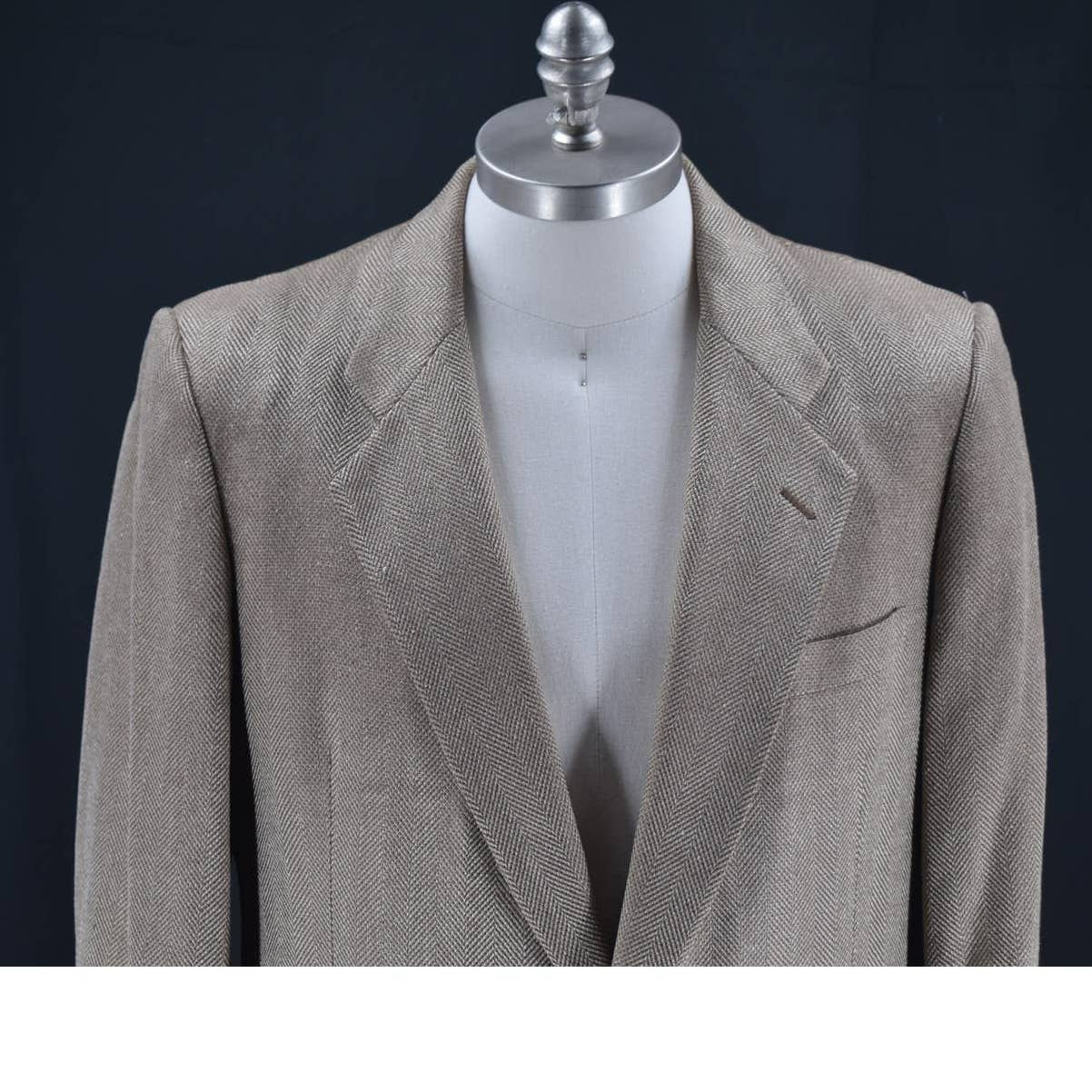 Vintage Christian Dior Tan Silk Tweed Two Button Single Breasted Blazer - 42S