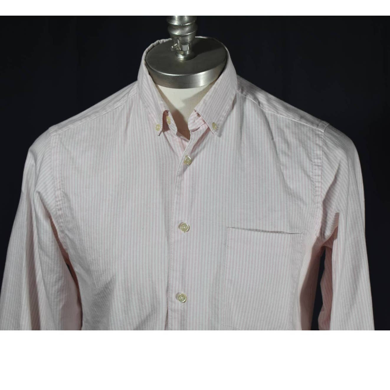 Steven Alan Pink and White Striped Oxford Shirt - S