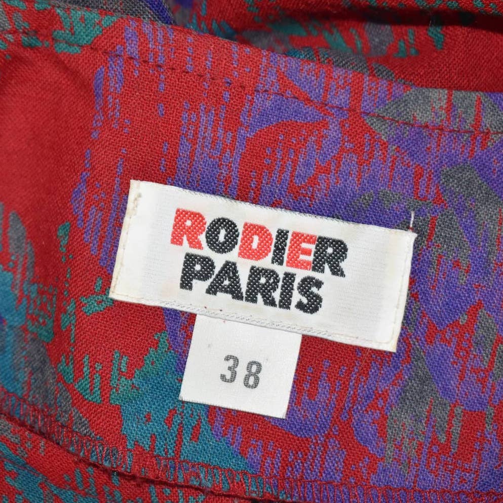 Vintage Rodier Paris Red and Purple Floral Brocade- 38