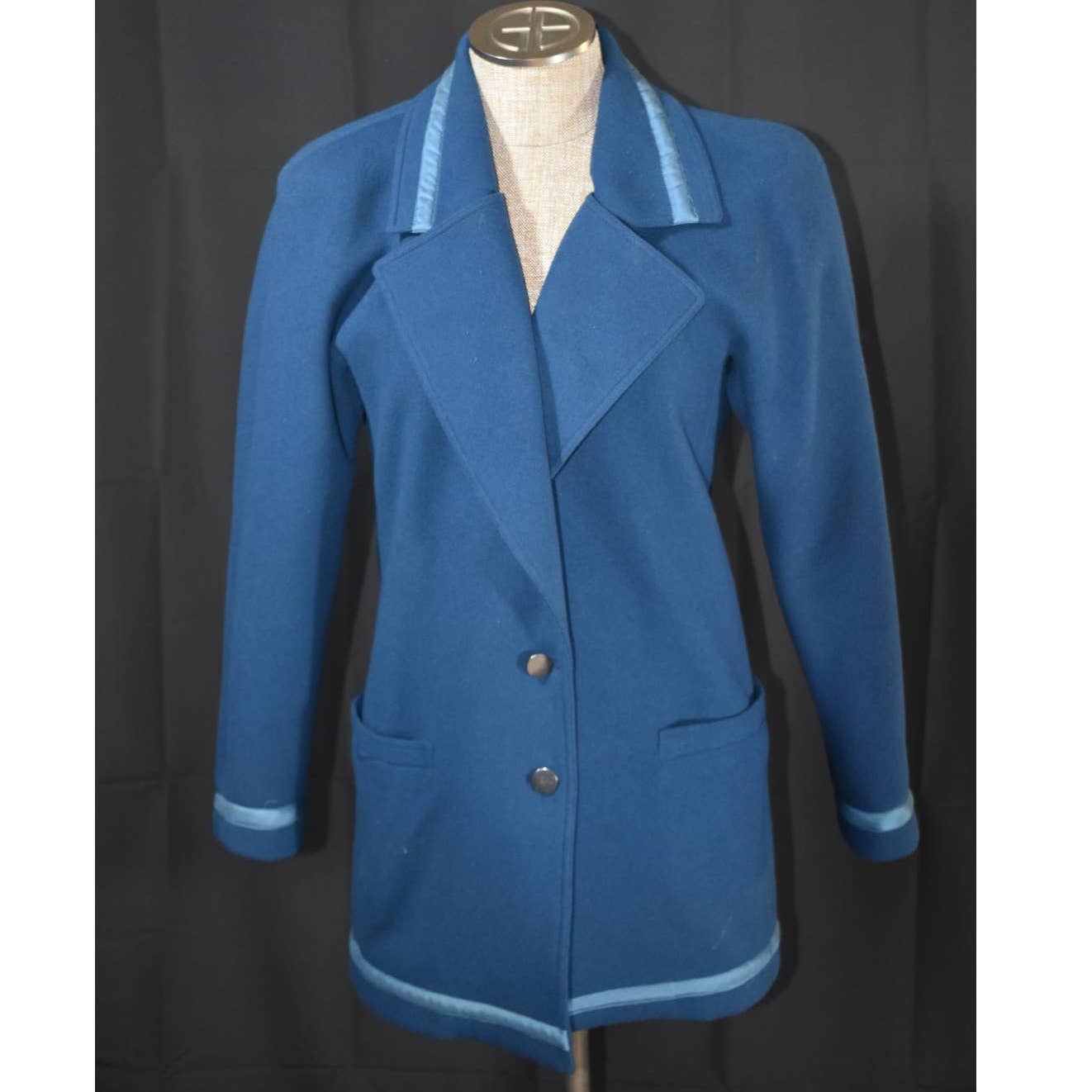 Vintage 80s Gianni Versace Wool and Cashmere Blue Jacket- M