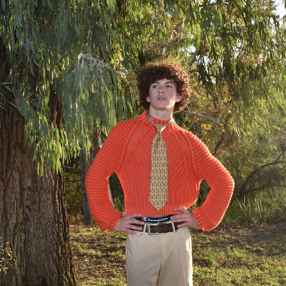 Free People Oversized Orange Mock Neck Wide Knit Sweater- XS