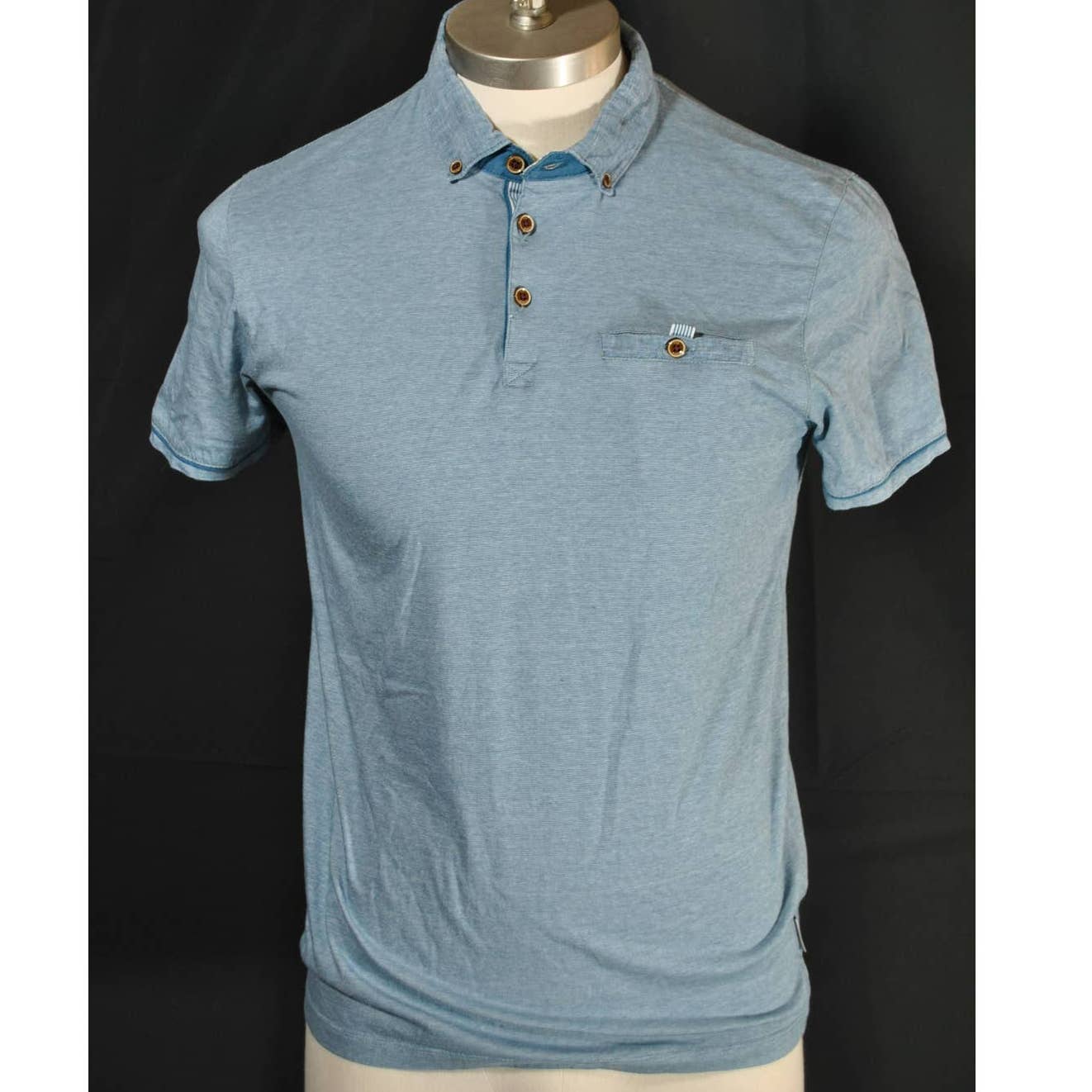Ted Baker Heather Light Blue Polo Shirt - 4 (M)