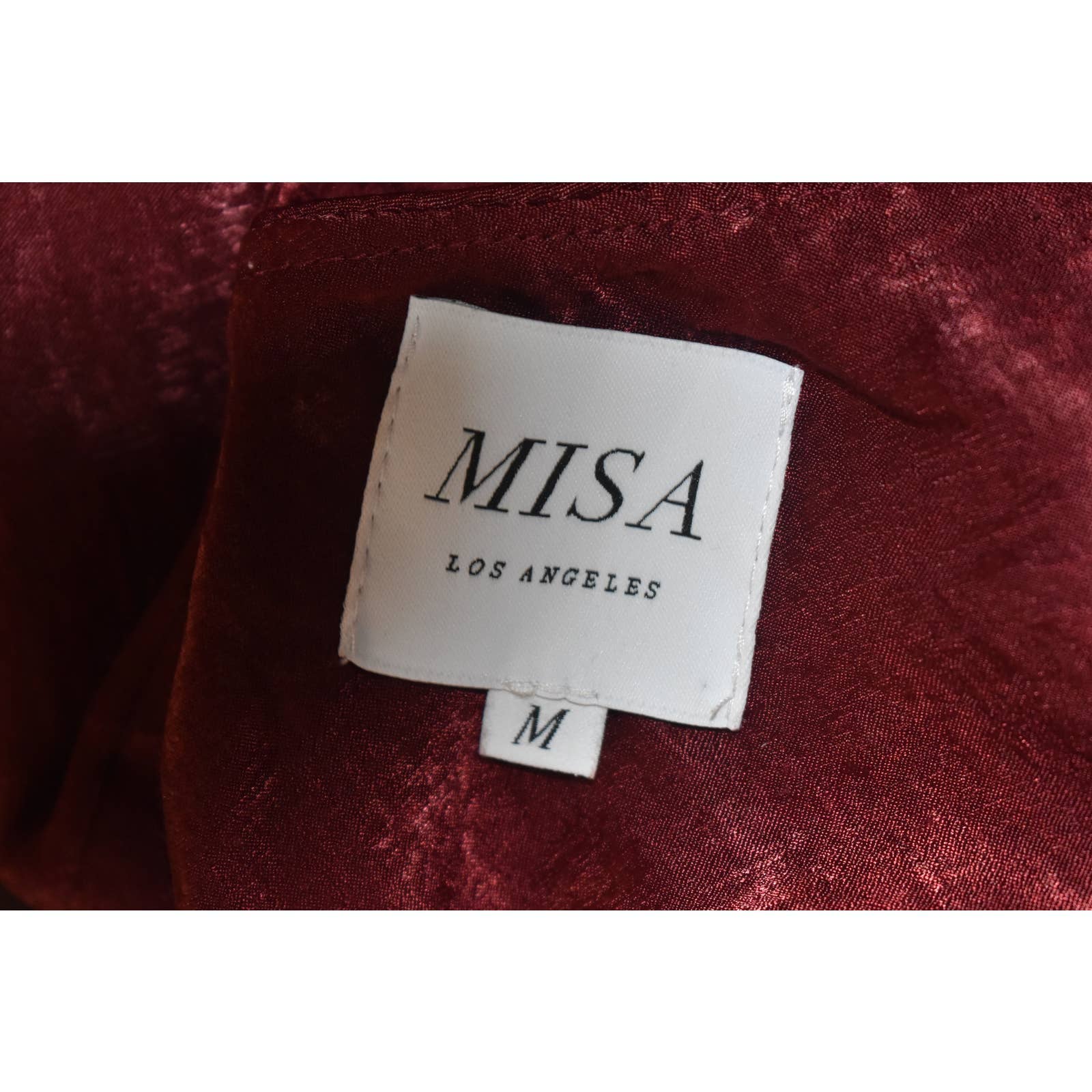 MISA Maroon Tie Strap Velvet Faux Wrap Bodysuit - M