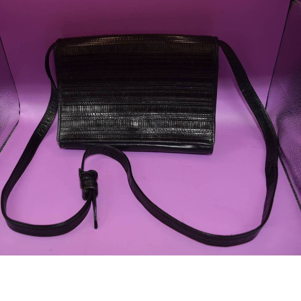 Sharif Black Leather Crossbody Handbag