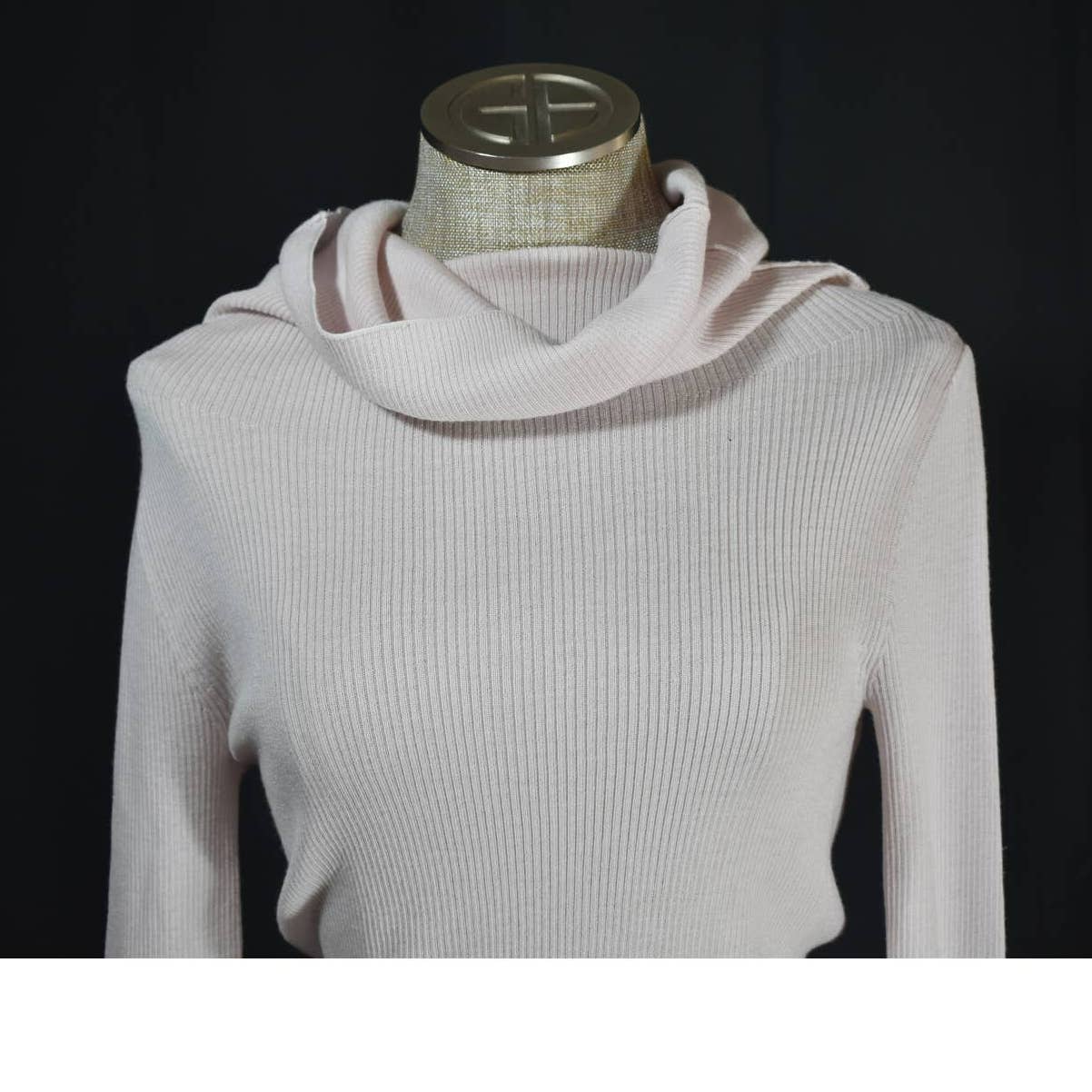 NWT MaxMara Leisure Lorena Pink Cowl Neck Ribbed Virgin Wool Sweater - S