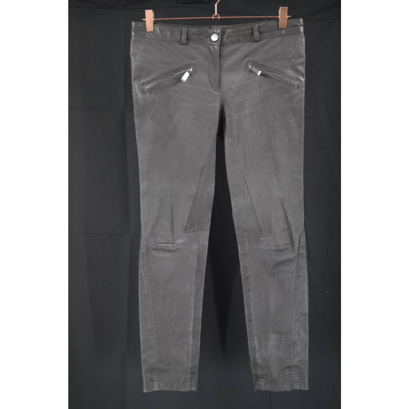 Barbara Bui Gray Lamb Leather Pants - 40 / S