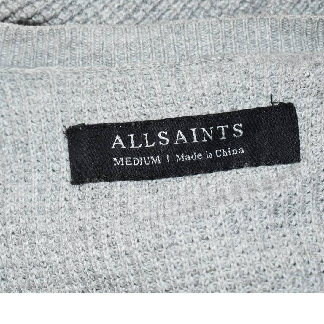 All Saints Gray Thermal Weave Crew Neck Sweater - M