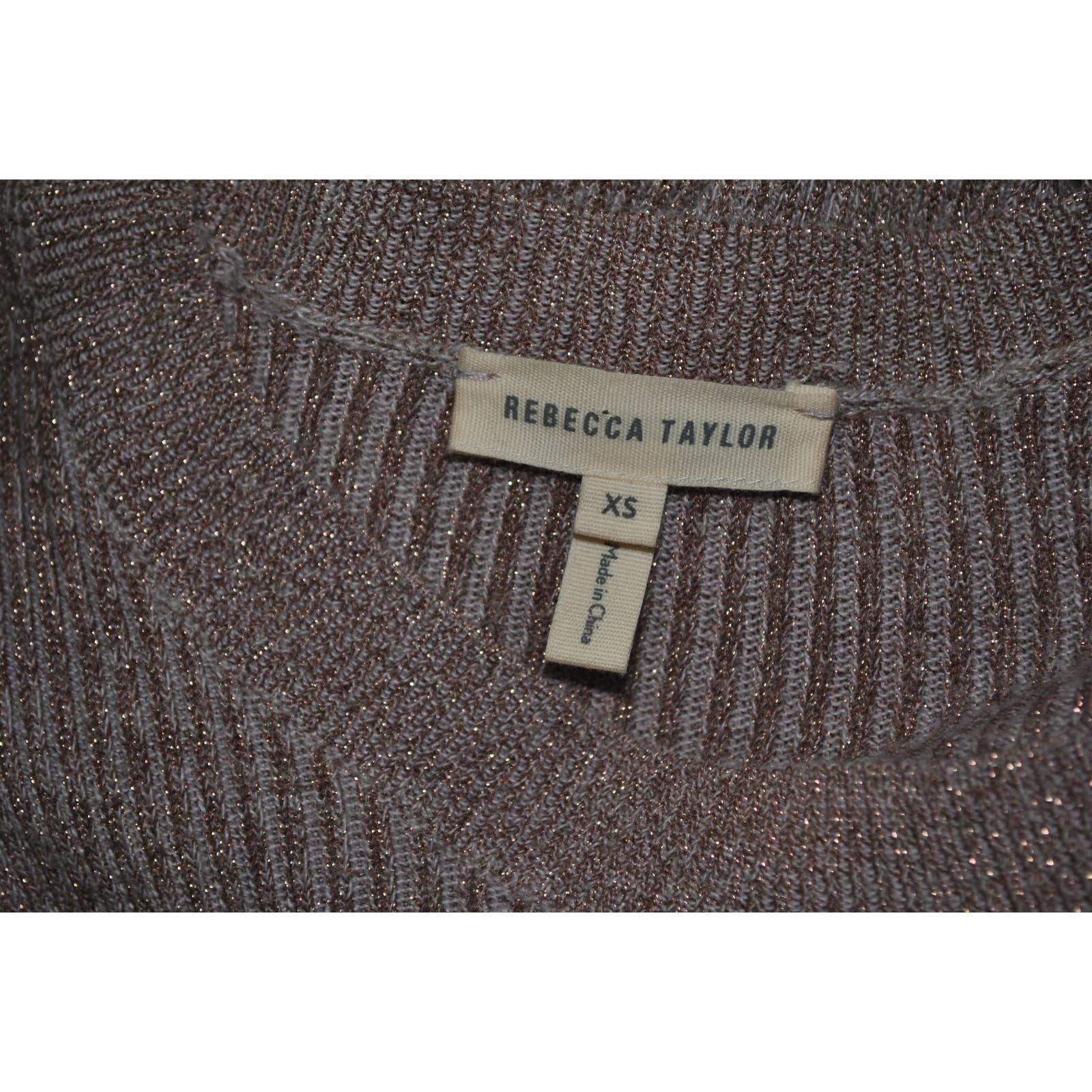 Rebecca Taylor Copper Metallic Wool Alpaca Ribbed Sweater - XS