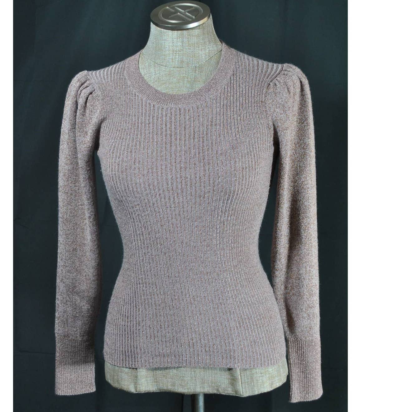 Rebecca Taylor Copper Metallic Wool Alpaca Ribbed Sweater - XS