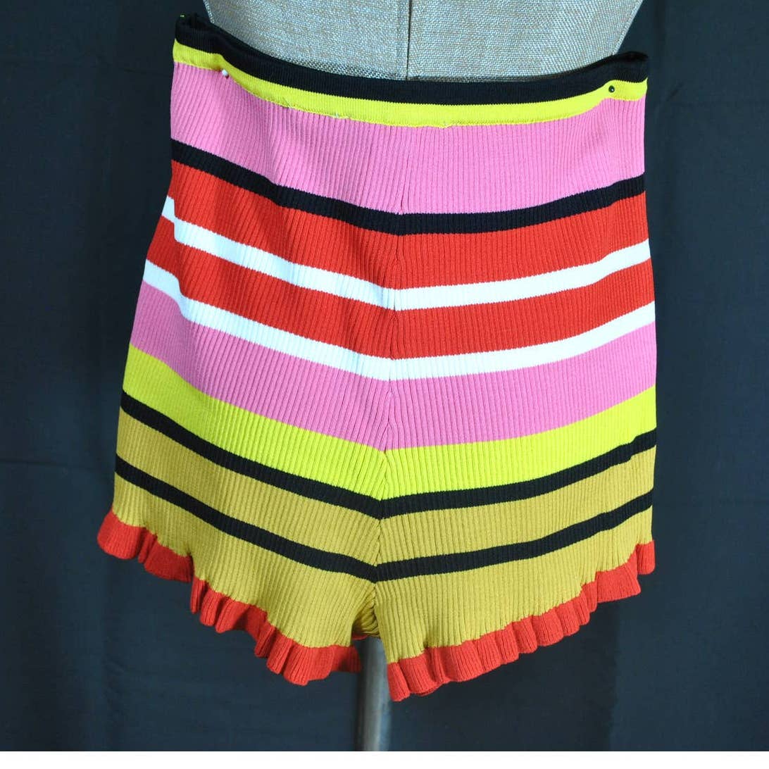 Zara Knit High Waist Multicolor Striped Short Shorts - S