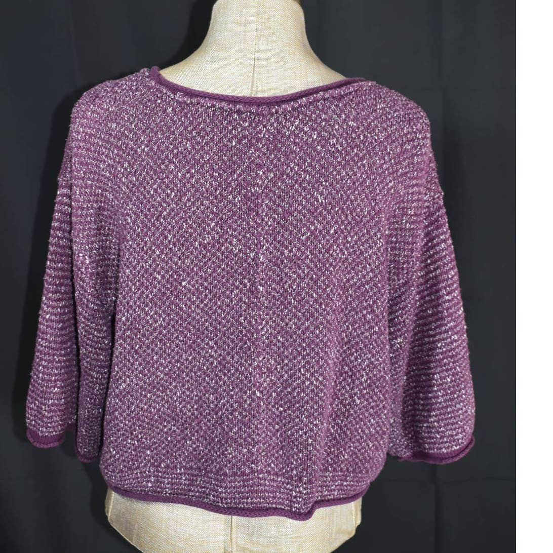 Free People Purple Wide Role Neck Half Sleeve Crop Sweater - M