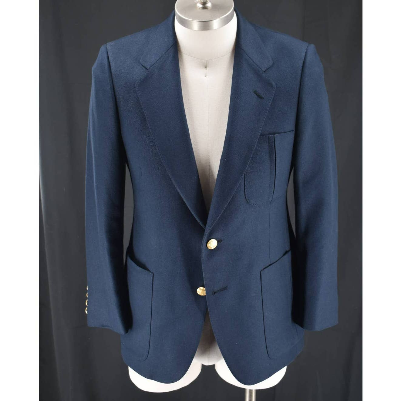 Vintage 70's Lanvin Harris & Frank Navy Sports Jacket Blazer - 36S