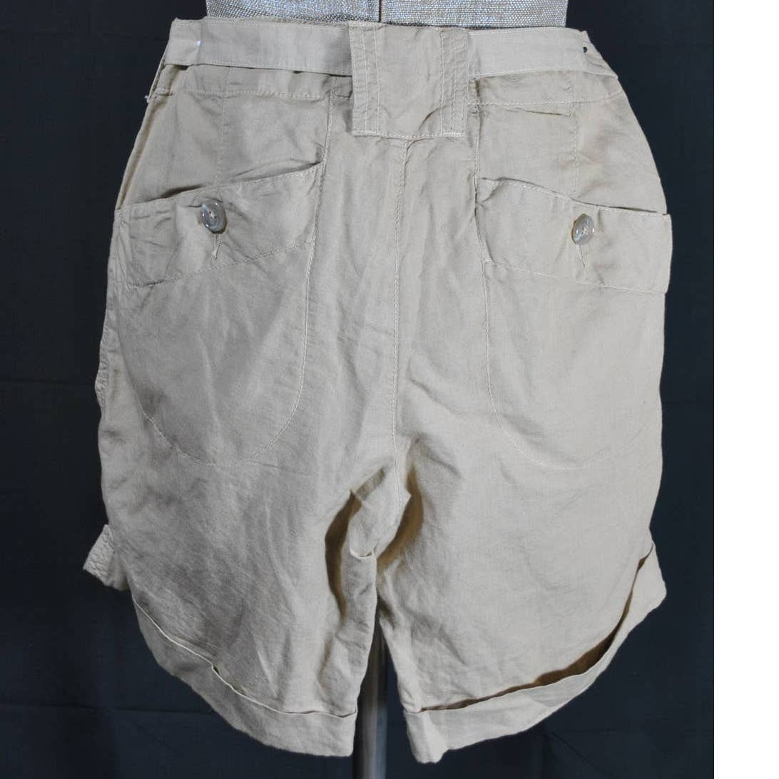 James Perse Khaki Linen Tie Front Shorts - 27