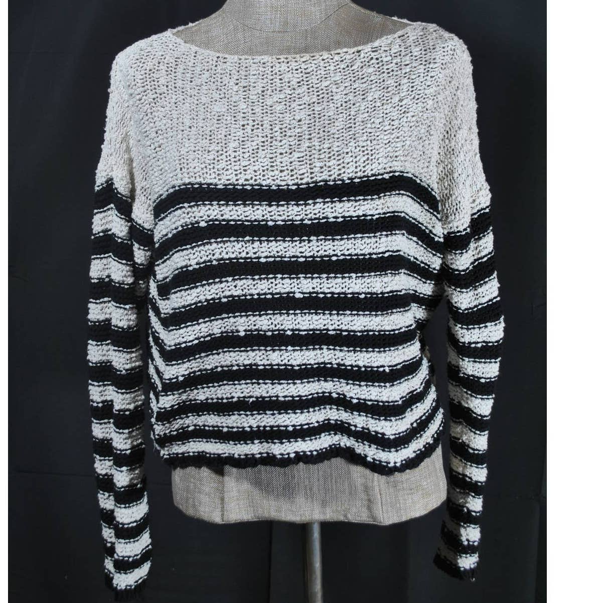 Brandy Melville White Black Striped Knit Sweater - One SIze