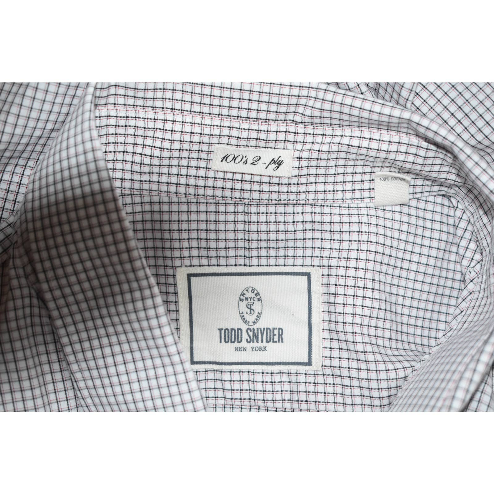 Todd Snyder White Red Blue Checked  Button Up Shirt - 16 34/35