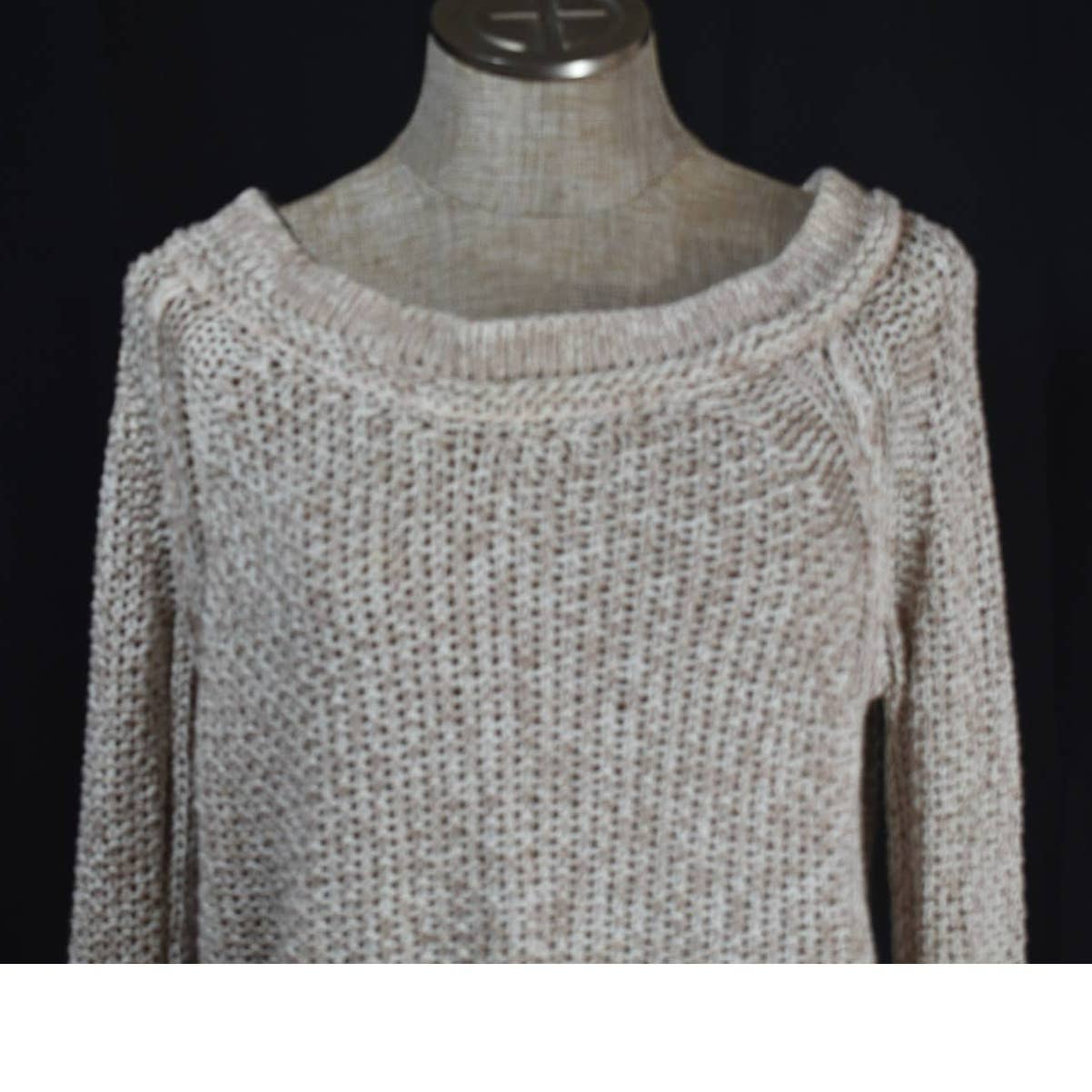 Free People Oatmeal Cropped Wide Neck Knit Sweater - XS