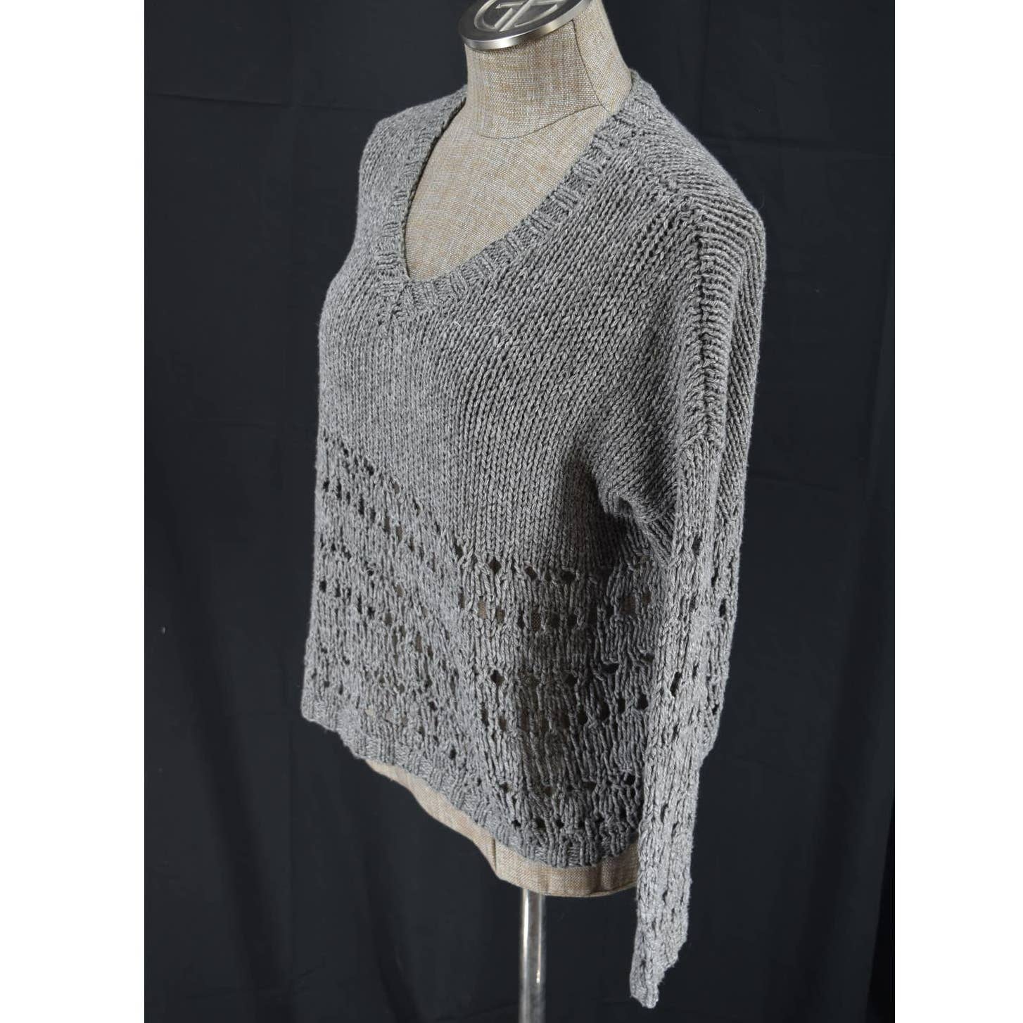 Vince Knitted by Hand Gray V-Neck Sweater -XS