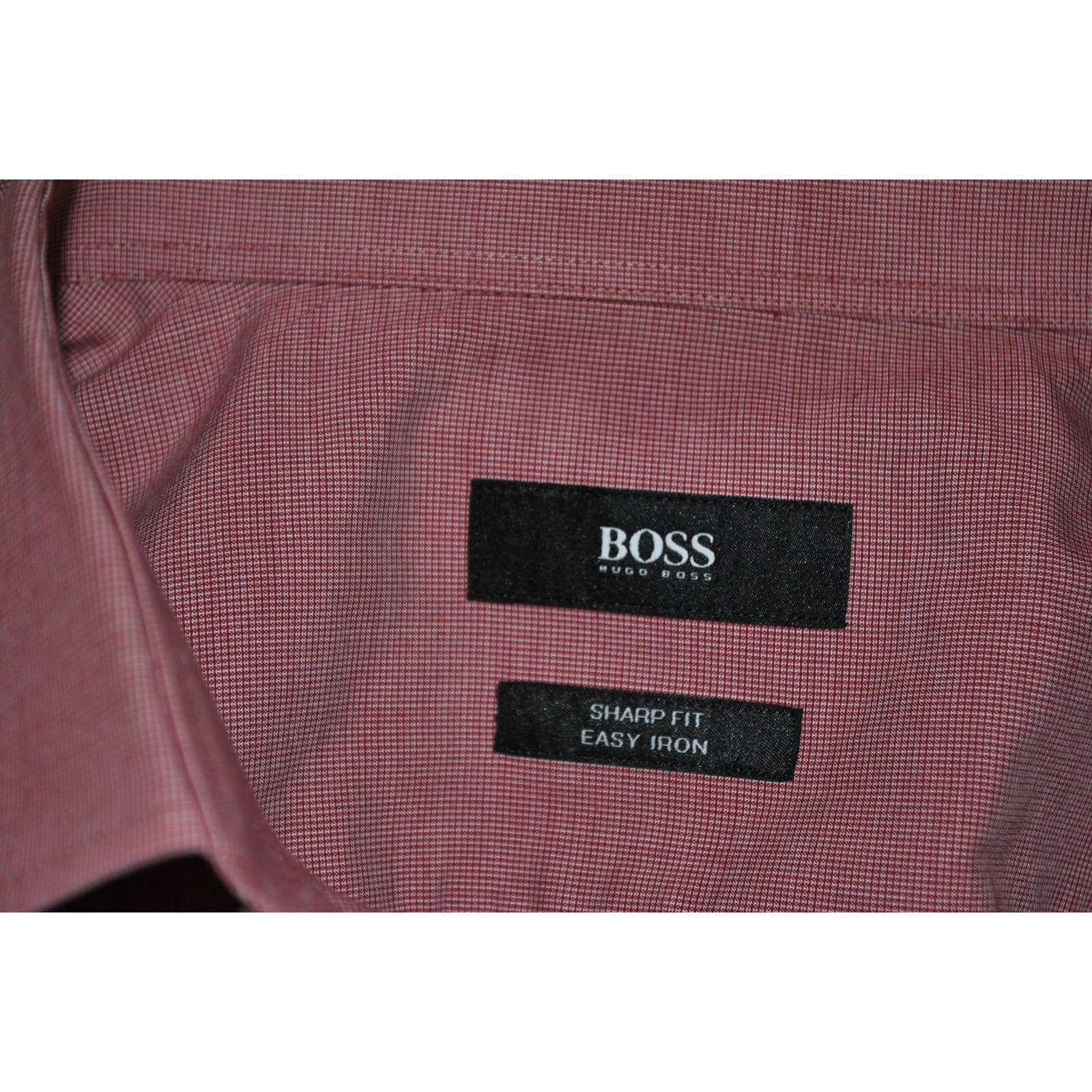 BOSS Hugo Boss Red White Micro Gingham Shirt - 16 34/35