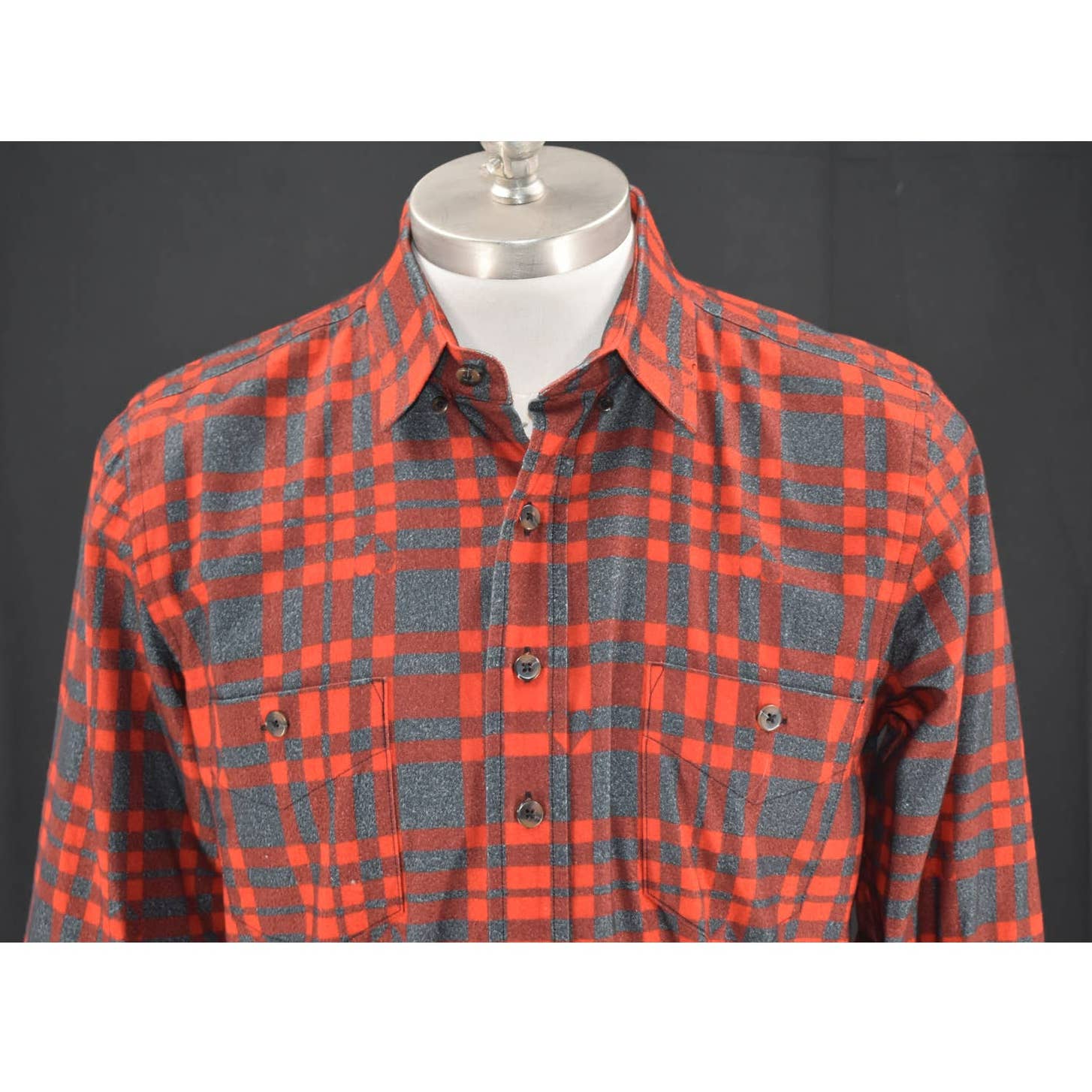 JCRT Red Gray Plaid Button Up Flannel Shirt #Portland - S