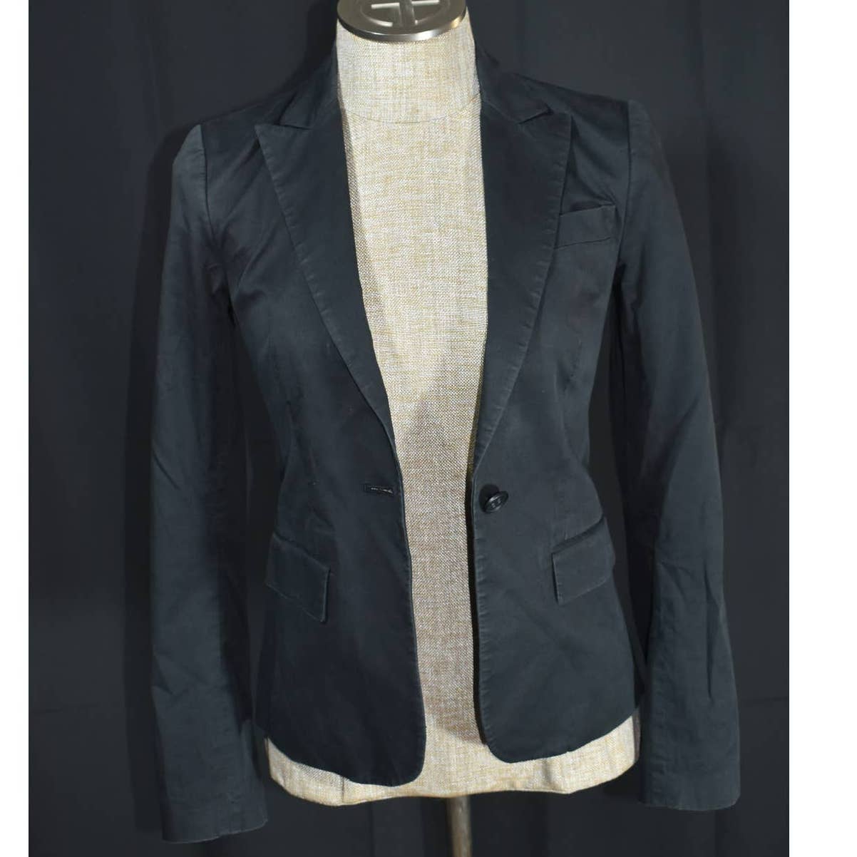 Theory Faded Black Cotton Gabe B Westside Cropped Blazer Jacket - 00