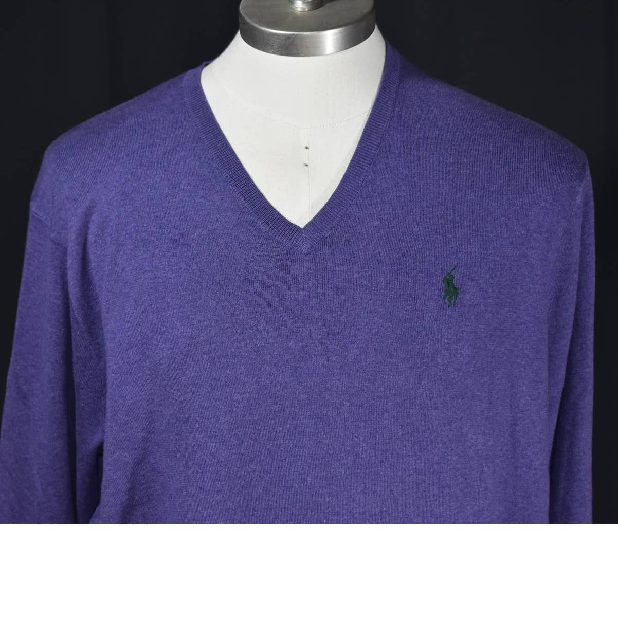 Ralph Lauren Polo Purple Pima Cotton V-Neck Sweater - XL