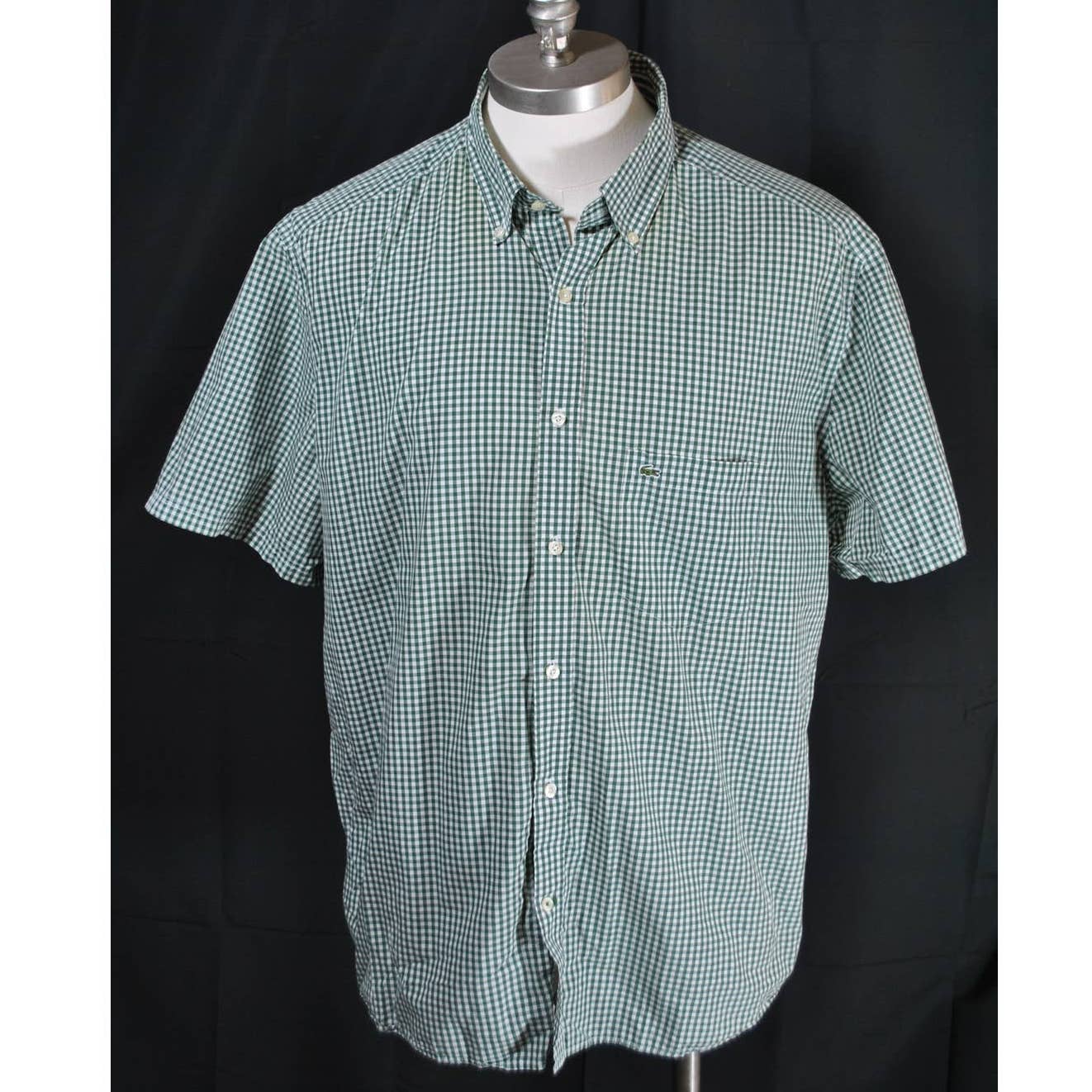 Lacoste Green White Gingham Button Up Shirt - 46