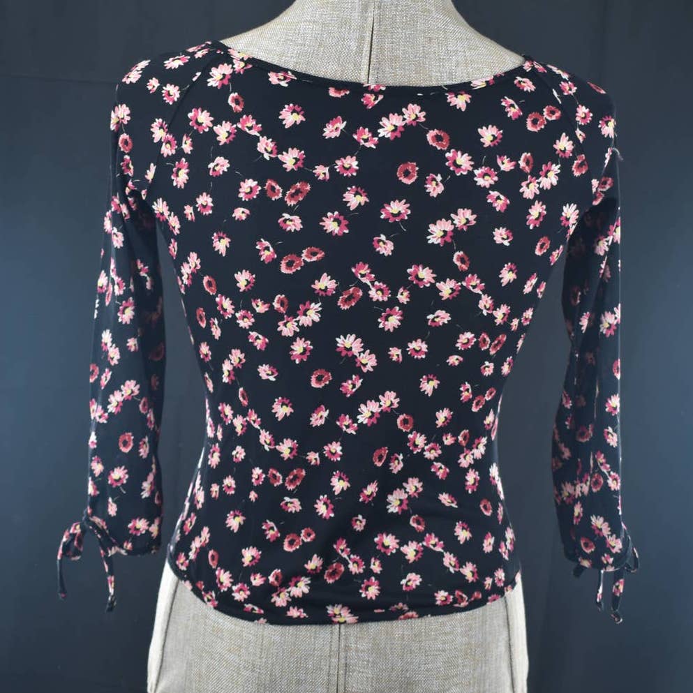 Blumarine Wide Neck Button Up Floral Sequined Long Sleeve Top- 40