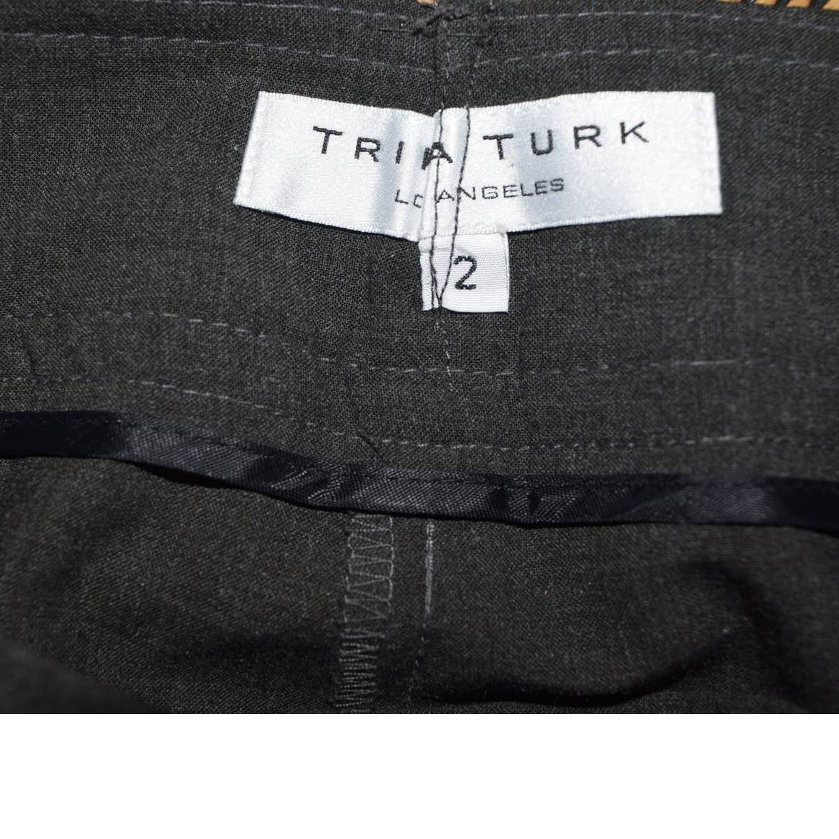 Trina Turk Grey Flat Front Low Rise Wide Leg Pants - 2