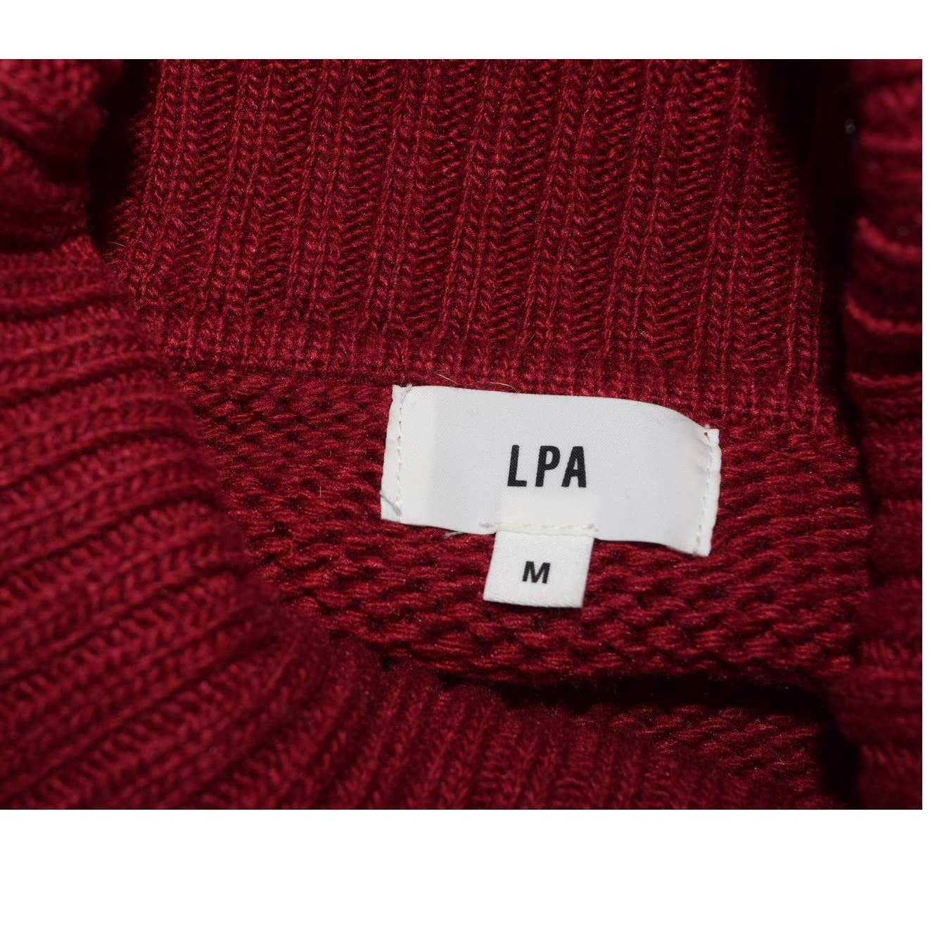 LPA Maroon Ruffle Sleeve Turtle Neck Lambswool Sweater - M