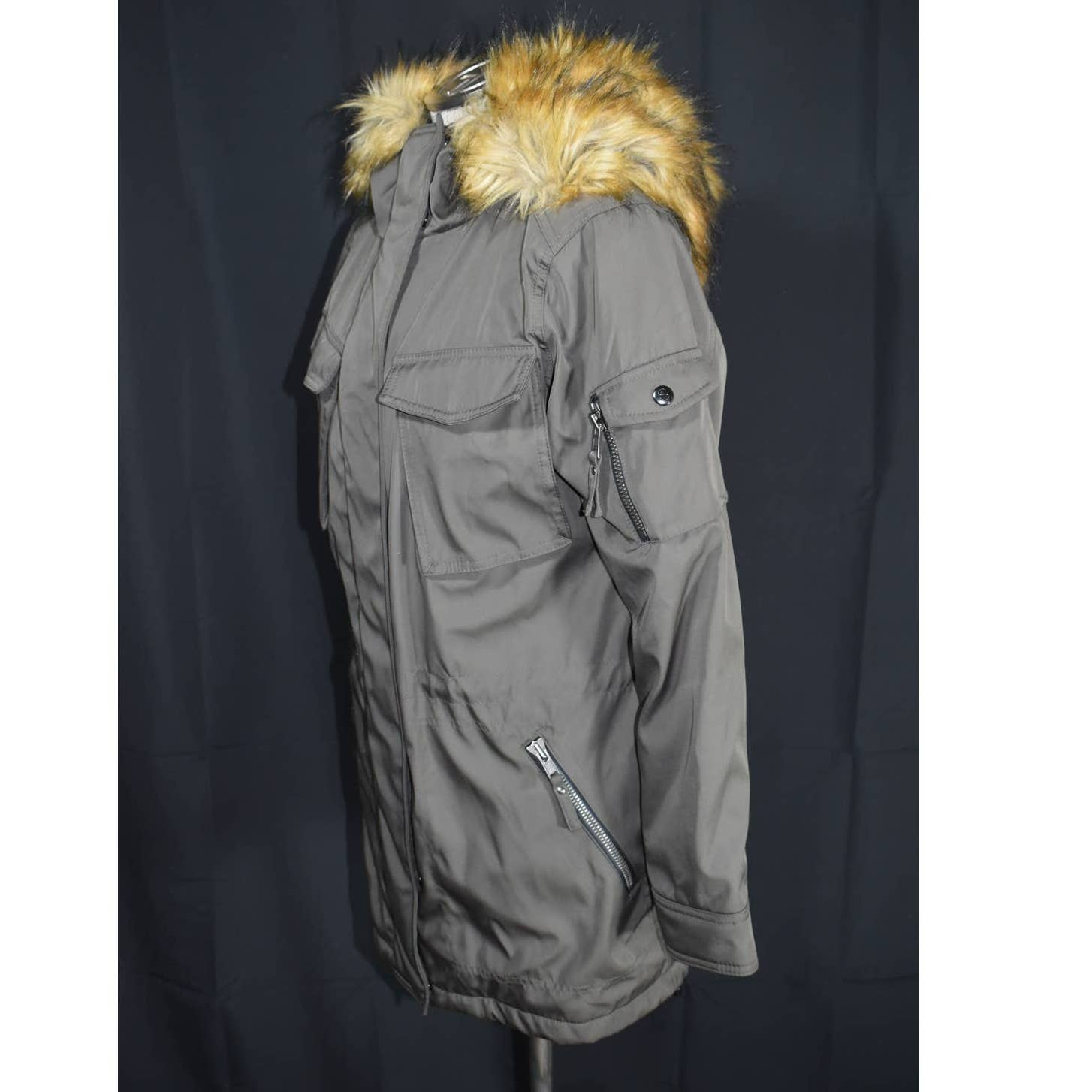 S13 Green Faux Fur Lined Hooded Parka - M